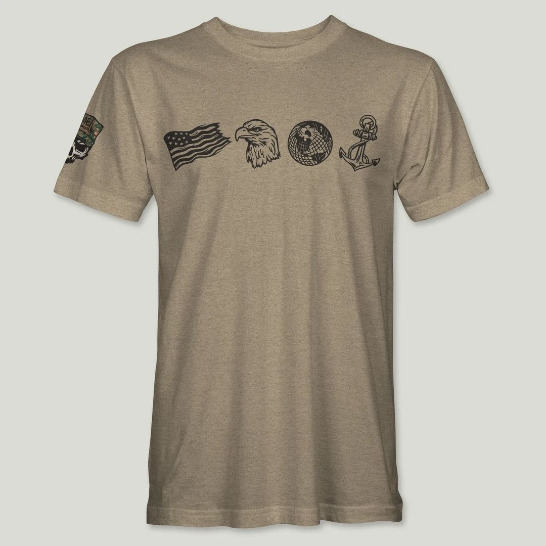 US Marines Cryptic Black Logo Tee