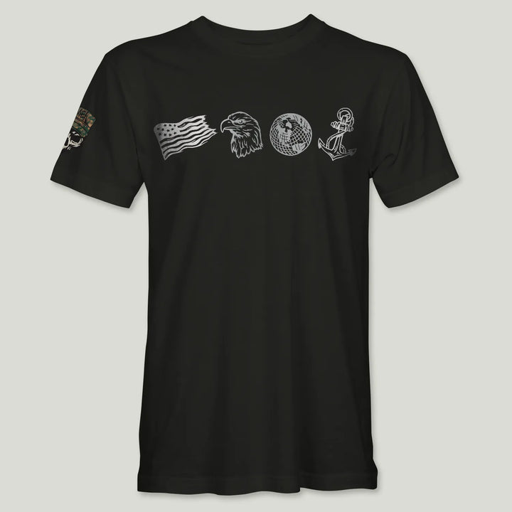 US Marines Cryptic Metal Logo Tee