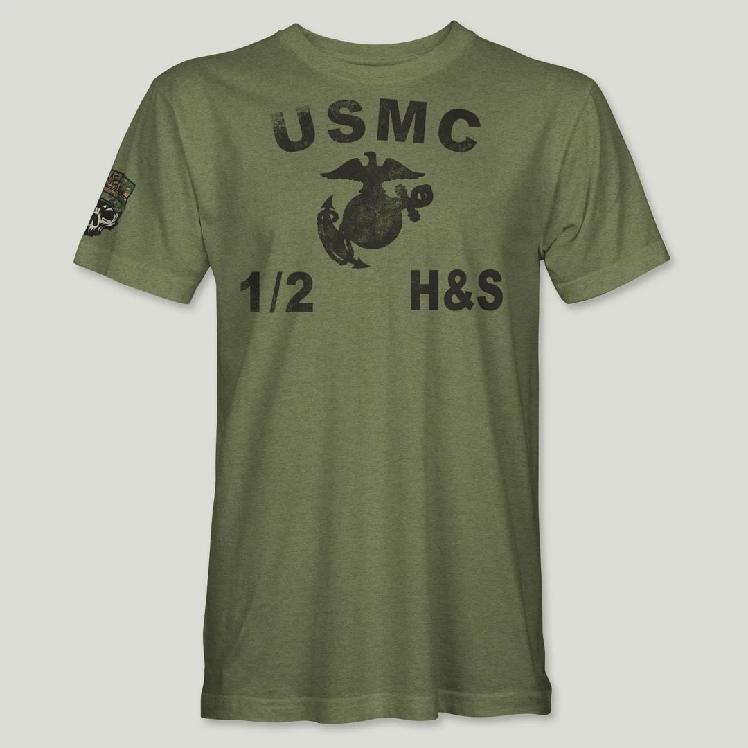 USMC Guidon 1st Bn 2nd Marines V12 Tee (Black)
