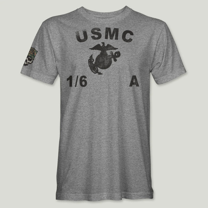 USMC Guidon 1st Bn 6th Marines V16 Tee (Black)