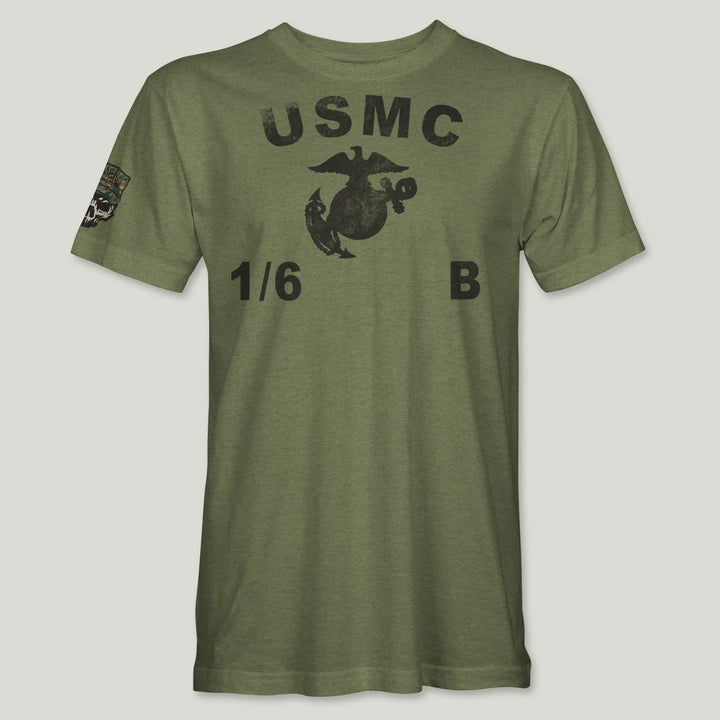USMC Guidon 1st Bn 6th Marines V16 Tee (Black)