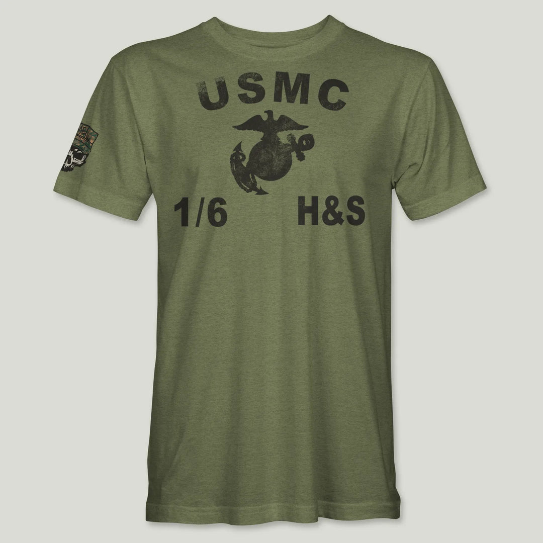 USMC Guidon 1st Bn 6th Marines V16 Tee (Black)