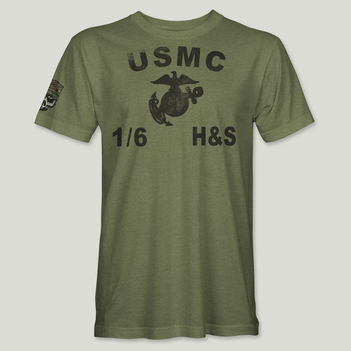USMC Guidon 1st Bn 6th Marines V16 Tee (Black)