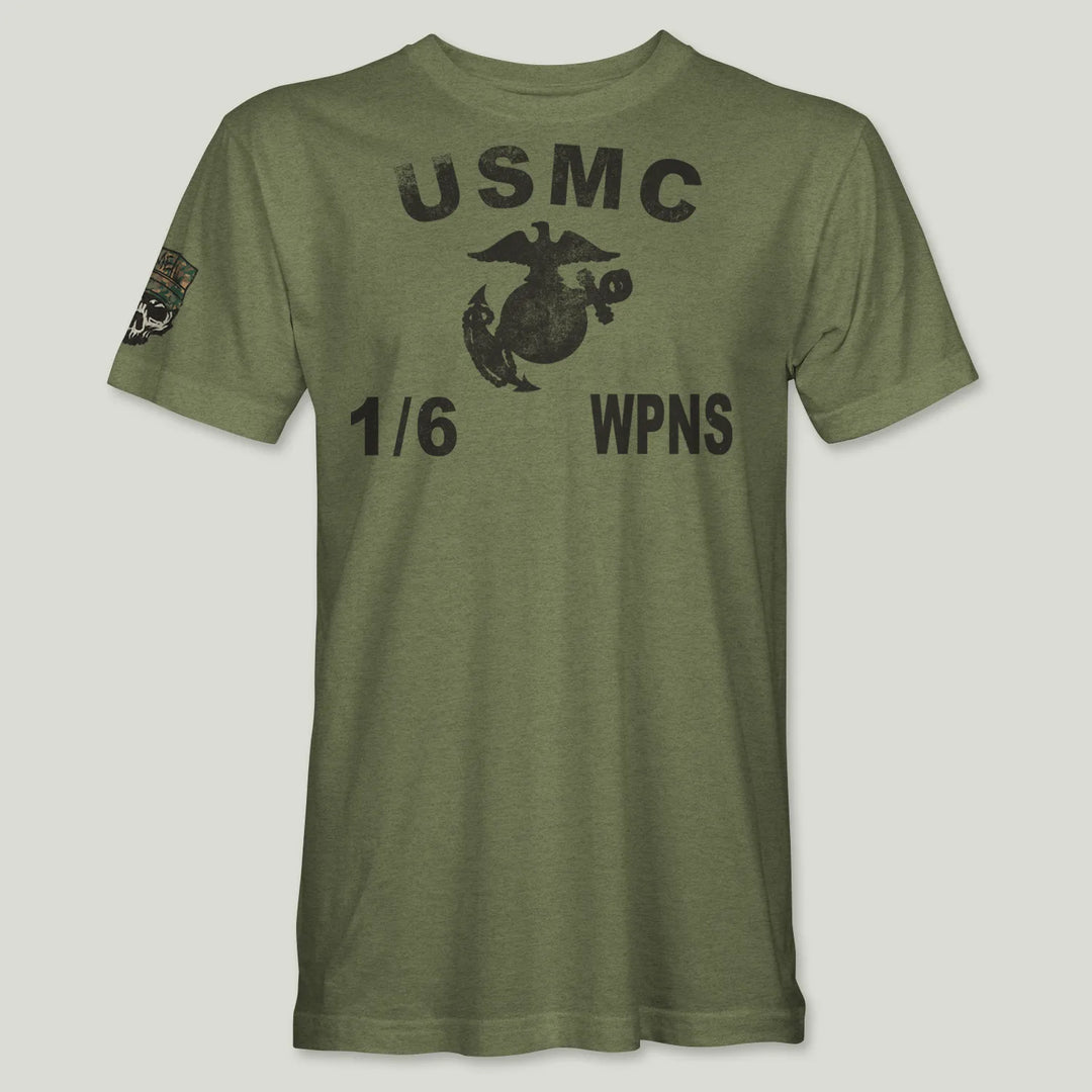 USMC Guidon 1st Bn 6th Marines V16 Tee (Black)