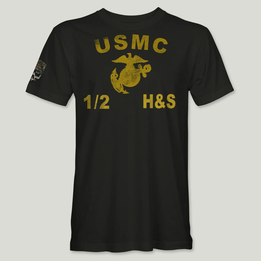 USMC Guidon 1st Bn 2nd Marines V12 Tee (Gold)