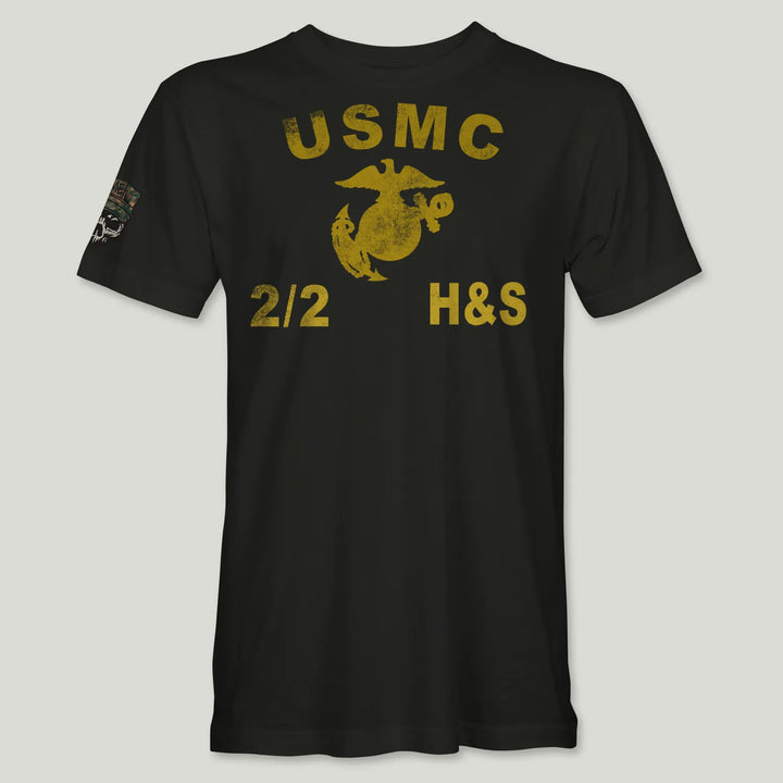 USMC Guidon 2nd Bn 2nd Marines V22 Tee (Gold)