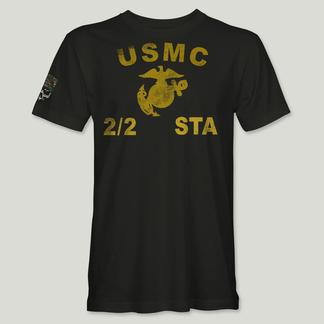 USMC Guidon 2nd Bn 2nd Marines V22 Tee (Gold)