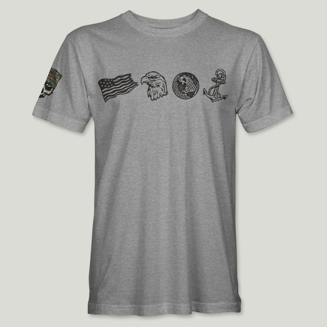 US Marines Cryptic Black Logo Tee