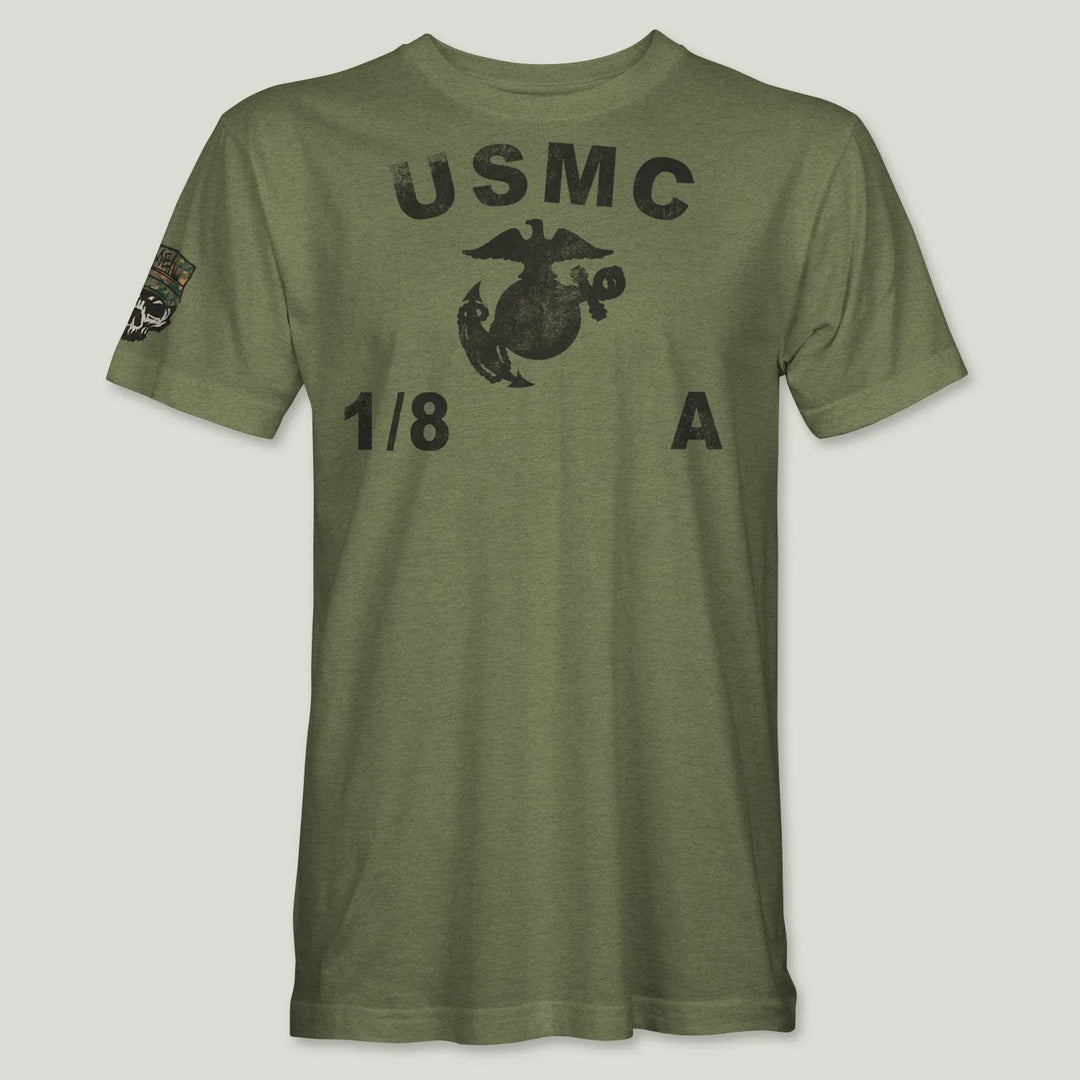 USMC Guidon 1st Bn 8th Marines V18 Tee (Black)