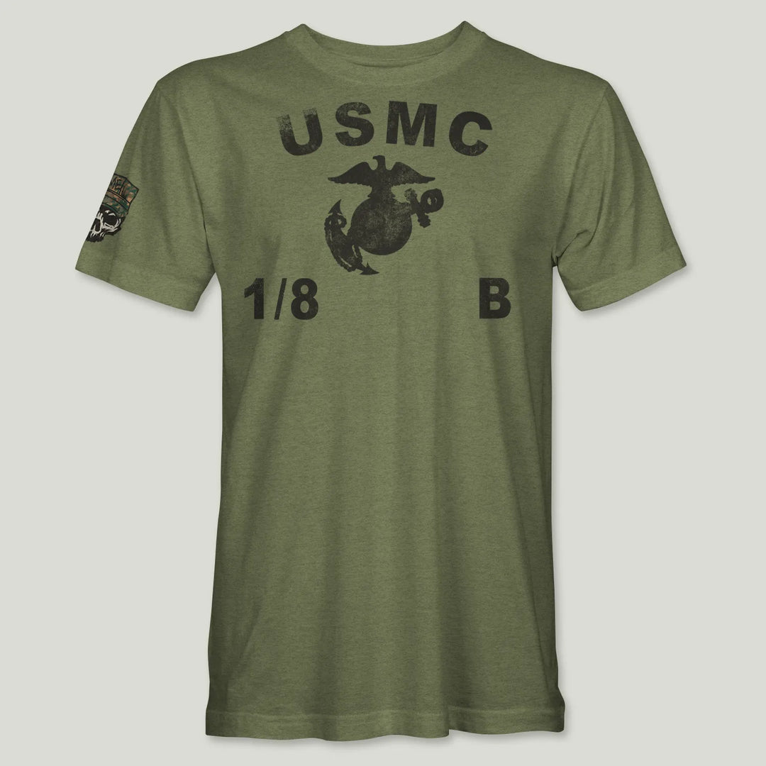 USMC Guidon 1st Bn 8th Marines V18 Tee (Black)