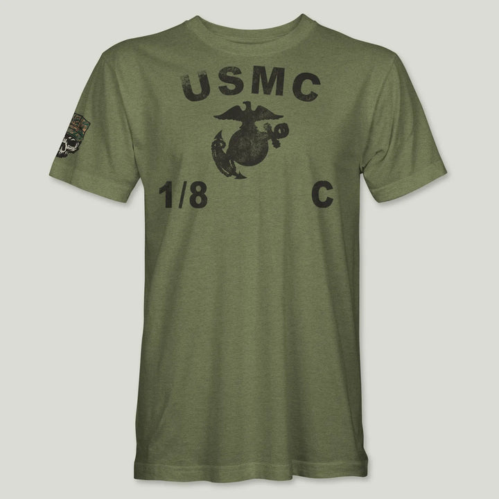 USMC Guidon 1st Bn 8th Marines V18 Tee (Black)