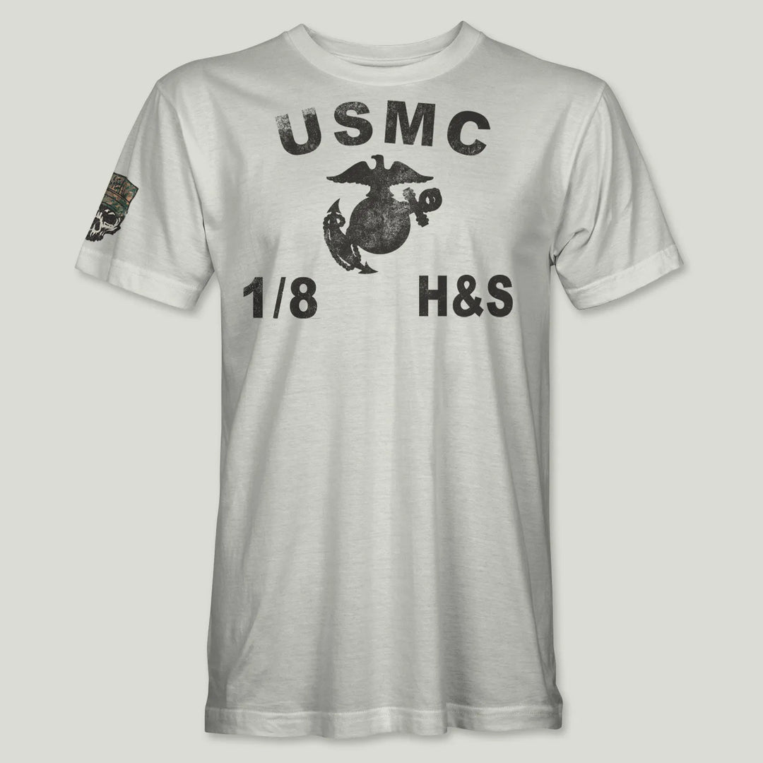 USMC Guidon 1st Bn 8th Marines V18 Tee (Black)