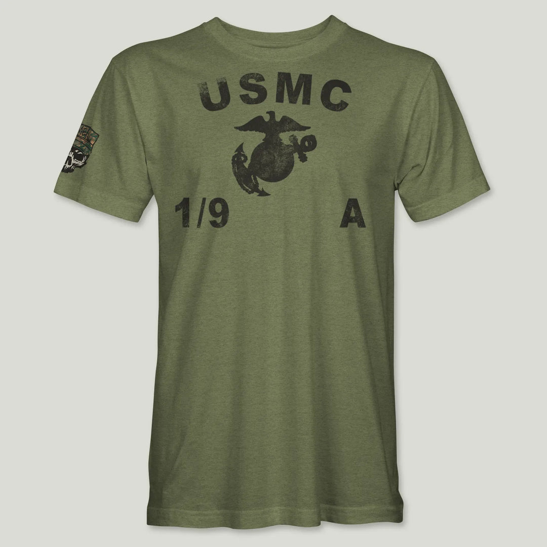 USMC Guidon 1st Bn 9th Marines V19 Tee (Black)