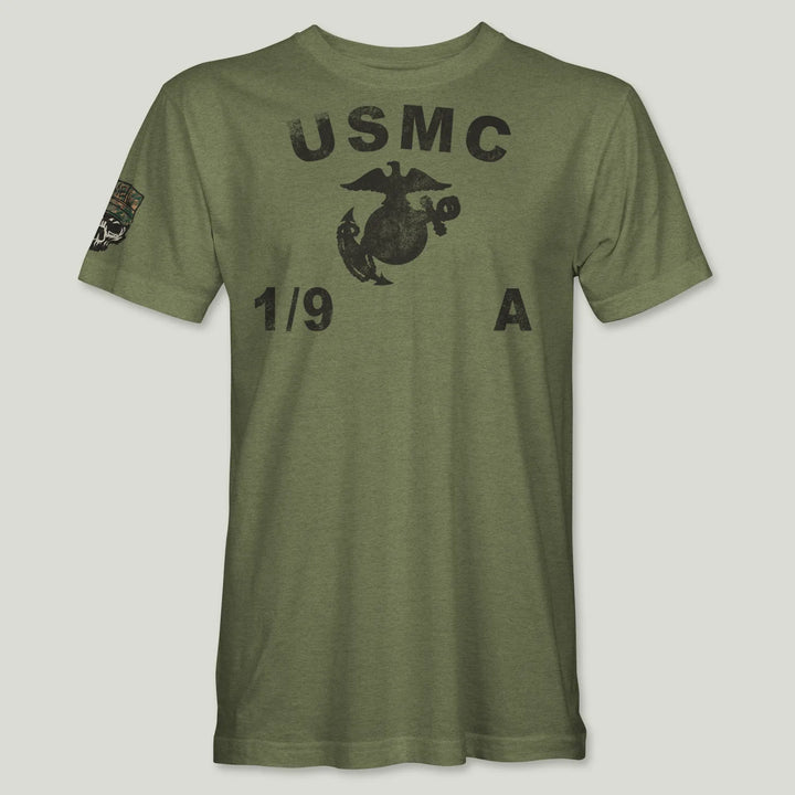 USMC Guidon 1st Bn 9th Marines V19 Tee (Black)