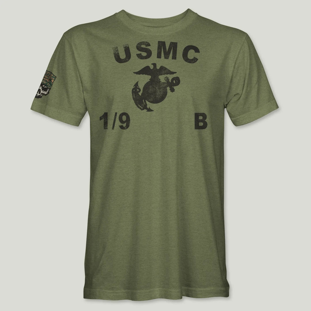 USMC Guidon 1st Bn 9th Marines V19 Tee (Black)