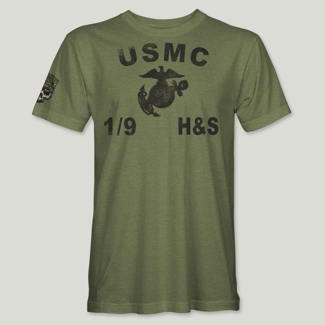 USMC Guidon 1st Bn 9th Marines V19 Tee (Black)