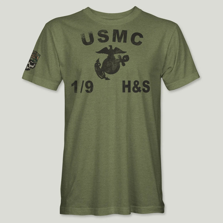 USMC Guidon 1st Bn 9th Marines V19 Tee (Black)