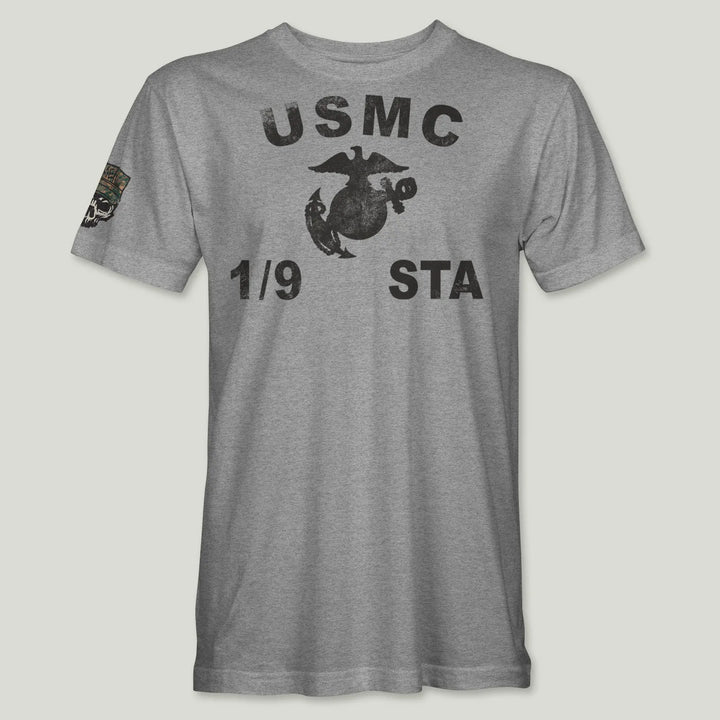 USMC Guidon 1st Bn 9th Marines V19 Tee (Black)
