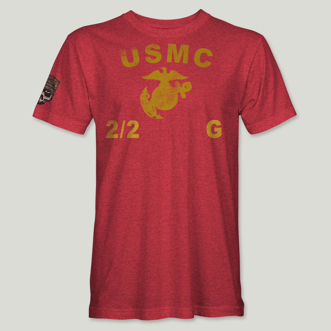 USMC Guidon 2nd Bn 2nd Marines V22 Tee (Gold)